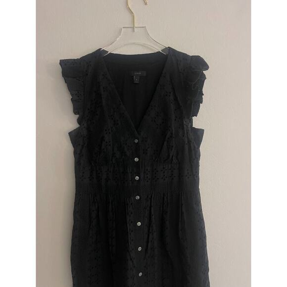 J Crew Dress 6 Ruffle Cotton Eyelet Button Front Midi Cotton Lined Preppy - Picture 4 of 9